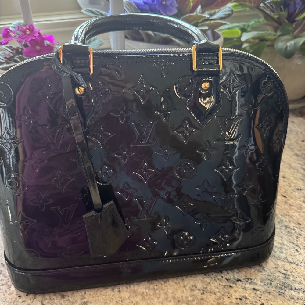 Louis Vuitton Shiny Black Embossed Satchel